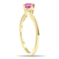 thumbnail image 3 of SZUL Women's Round Shaped Pink Topaz and Diamond Wave Ring in 10K Yellow Gold, 3 of 5