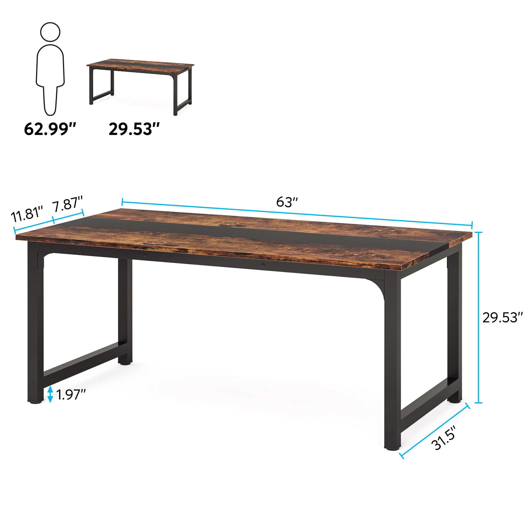 MAYEERTY 70.8 Inch Compact Conference Table, 6-Seater Office Meeting Table with E1 Engineered Wood & Metal Frame