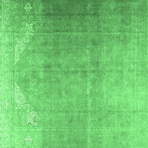 Ahgly Company Indoor Square Persian Emerald Green Traditional Area Rugs, 7' Square