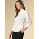 thumbnail image 4 of Blusa de satén Allegra K con cuello volantes y puño elástico Mujer Blanco Talla L, 4 of 6
