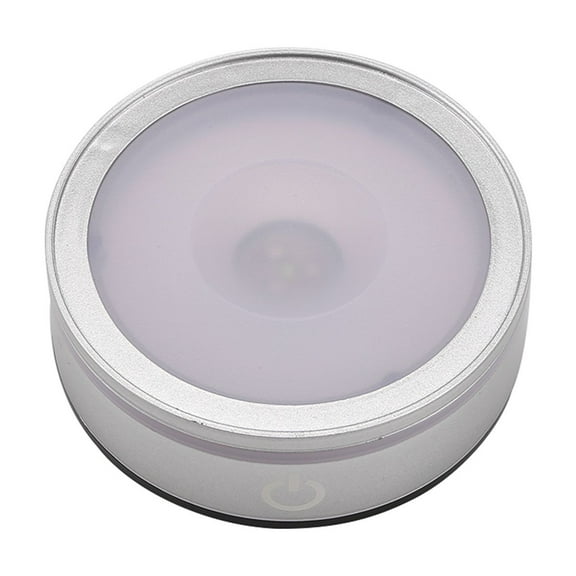 LED Light Base with Sensitive Touch Round Colorful Stand Display for 3D Crystal Glass Art Photo Frame Silver Concave