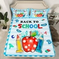 thumbnail image 2 of Manfei Back to School Twin Sheet Sets, Kawaii Cartoon Buffalo Twin Fitted Sheet, Watercolor Fruit Pencil Flat Sheet, Ultra Soft Home Decor, 3pcs, 2 of 7