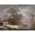 thumbnail image 2 of Andreas Schelfhout 18x14 Gold Ornate Wood Frame and Double Matted Museum Art Print Titled - Figures in a Winter Landscape, 2 of 4