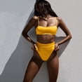 thumbnail image 2 of MSJUHEG Bathing Suits,Bikini Sets for Women,Tummy Control Bikini for Women,Knot Front,Tie Back Bathing Suit,Bikini Tops Full Coverage Bottoms,Thong String 2 Piece Bikini Set Yellow S, 2 of 5