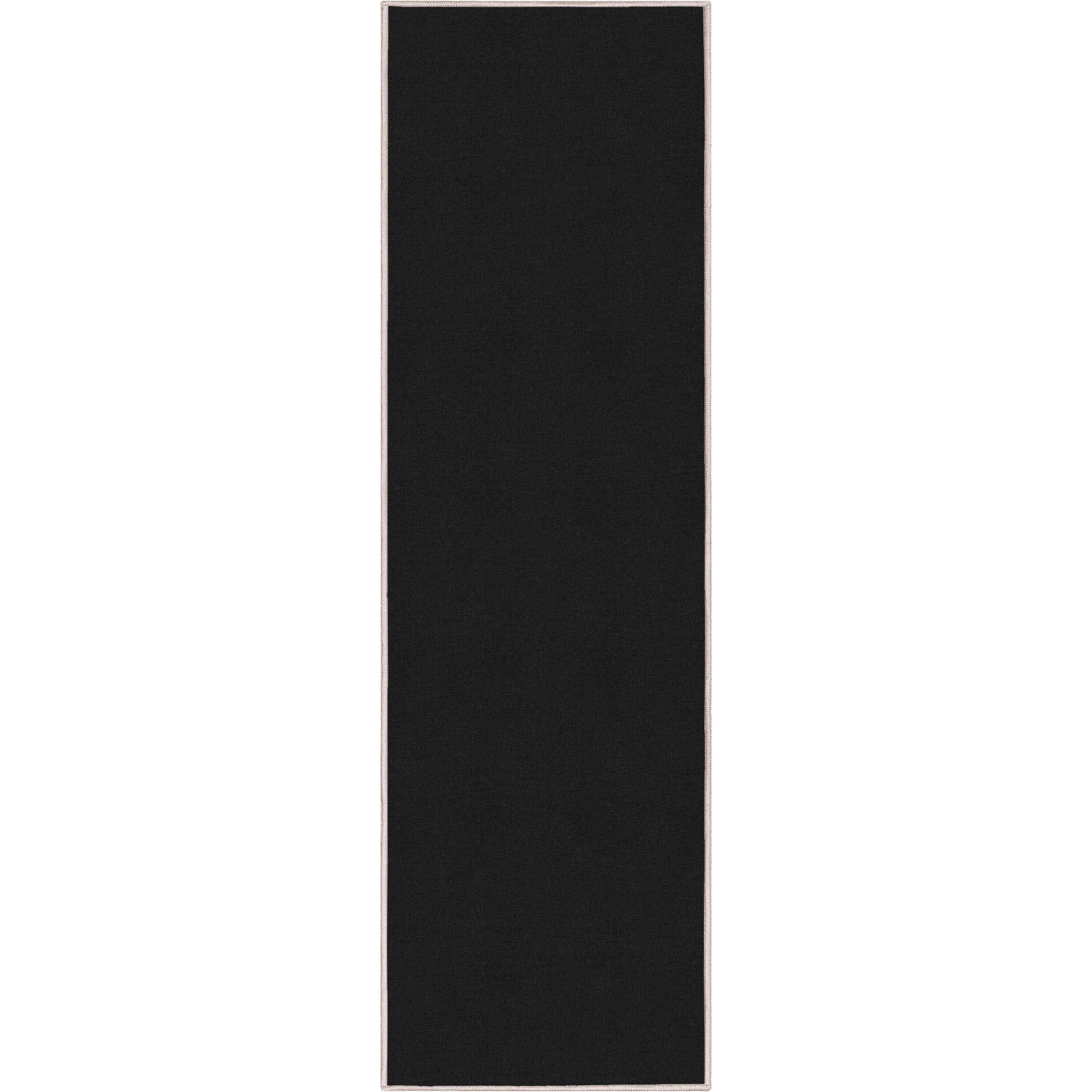 Well Woven Plain Solid Modern Solid Black Flat-Weave 20" x 5' Runner Rug