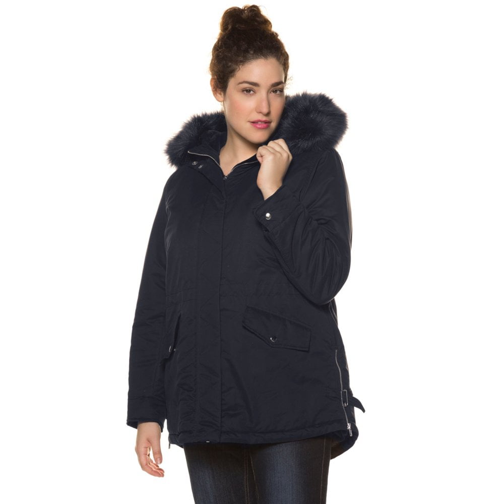 Ulla Popken Women's Plus Size Classic Fur Trimmed Parka 713591 by Ulla Popken