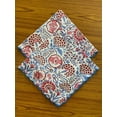 thumbnail image 2 of Pigeon Blue, Flamingo Pink on White Flower Design Indian Hand Block Printed Cotton Napkins, 9x9"- Cocktail Napkins, 20x20"- Dinner Napkins, 2 of 4