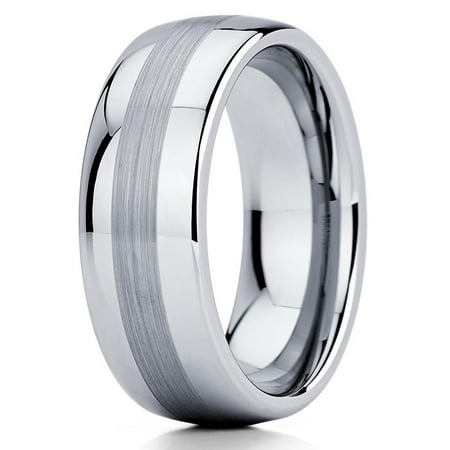 Silly Kings Gray Tungsten Wedding Band 8mm Ring Silver Silly Kings Gray Tungsten Wedding Band 8mm Ring Silver Carbide Dome Men Women Comfort Fit 10 5