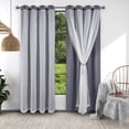 thumbnail image 2 of CJC Gray Blackout Curtains with Sheer Voile Overlay, Grommet Top Thermal Insulated Curtains, 2 Panels, 52"x84", 2 of 9
