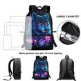 thumbnail image 4 of Jeiento Wolf Backpack for Boys with Lunch Box Pencil Case Water Bottle Book Bag for Kids 8-12 Middle Elementary School Bag Purple Flower Shoulder Bag, 4 of 7