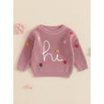 thumbnail image 4 of Michellecmm  Baby Girl Sweater, Long Sleeve Crew Neck Flower Warm Knit Pullover, 4 of 9