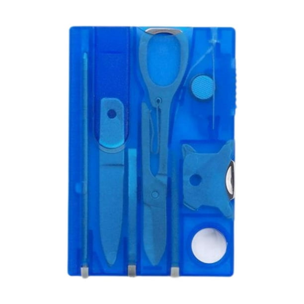 Herramienta de bolsillo de supervivencia, herramientas metálicas para exteriores, para acampar, montañismo y senderismo. Azul