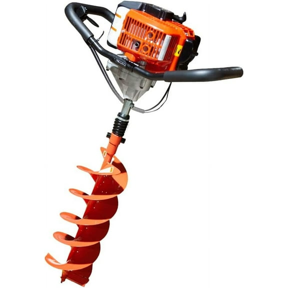 Garden Trax 52cc Gas Powered Earth Auger Combo Double Dirt Volume Dual Spiral Post Hole Digger w/8Inch Auger Drill Bit