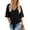 08 Black, variant on Womens Tops Summer Blouses V Neck Batwing Sleeve Tops Tie Knot Chiffon Button Down Casual Blouse