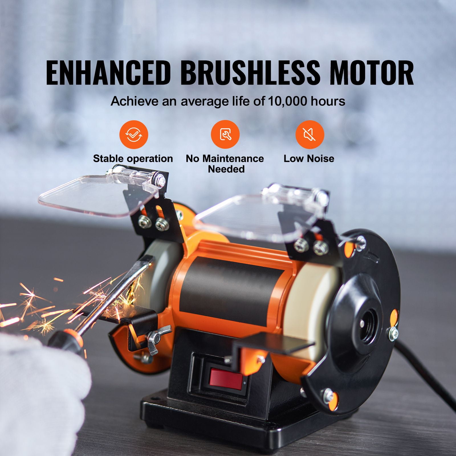 Jewelry Polisher Bench Buffer, 3590 RPM, Brushless Motor, 3 Polishing Wheels, 100+ Accessories, Lightweight, for Gemstone Polishing, Metal Buffing & Rust Removal
