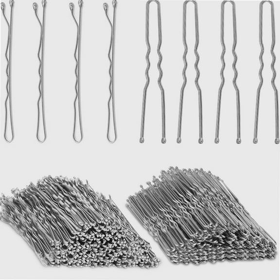 Silver Bobby Pins, 200pcs Silver Hair Pins Kit Silver Bobby Pins for White Grey Hair and U-shaped Hair Pins Bun with Box Hair Pins for Women Girls