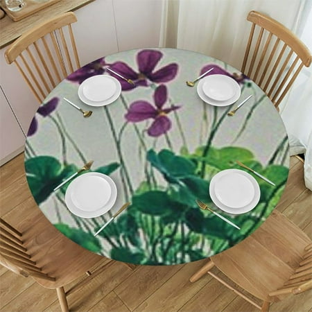 

SHERONV Flowers Round Tablecloth 100% Polyester Waterproof Resistant Fabric - Ideal for Indoor and Outdoor Use at Restaurants Weddings Parties 54 -58