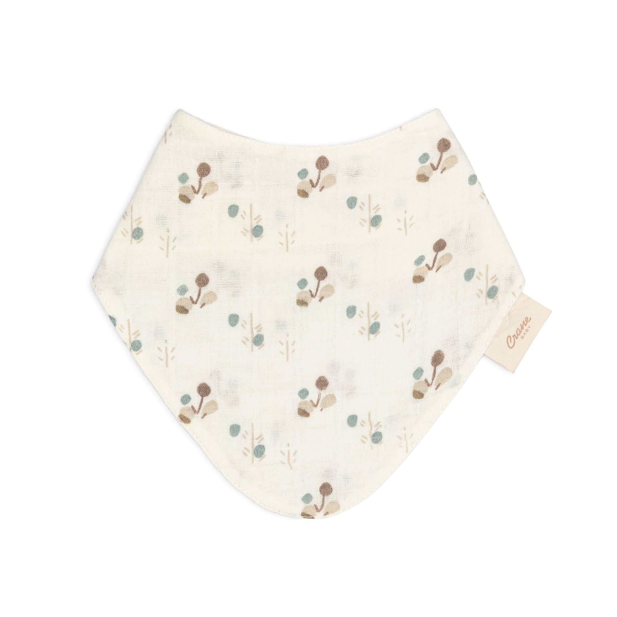 Crane Baby Organic Cotton 3-Piece Adjustable Fit Bandana Baby Bib Set, White, Unisex Baby Bibs