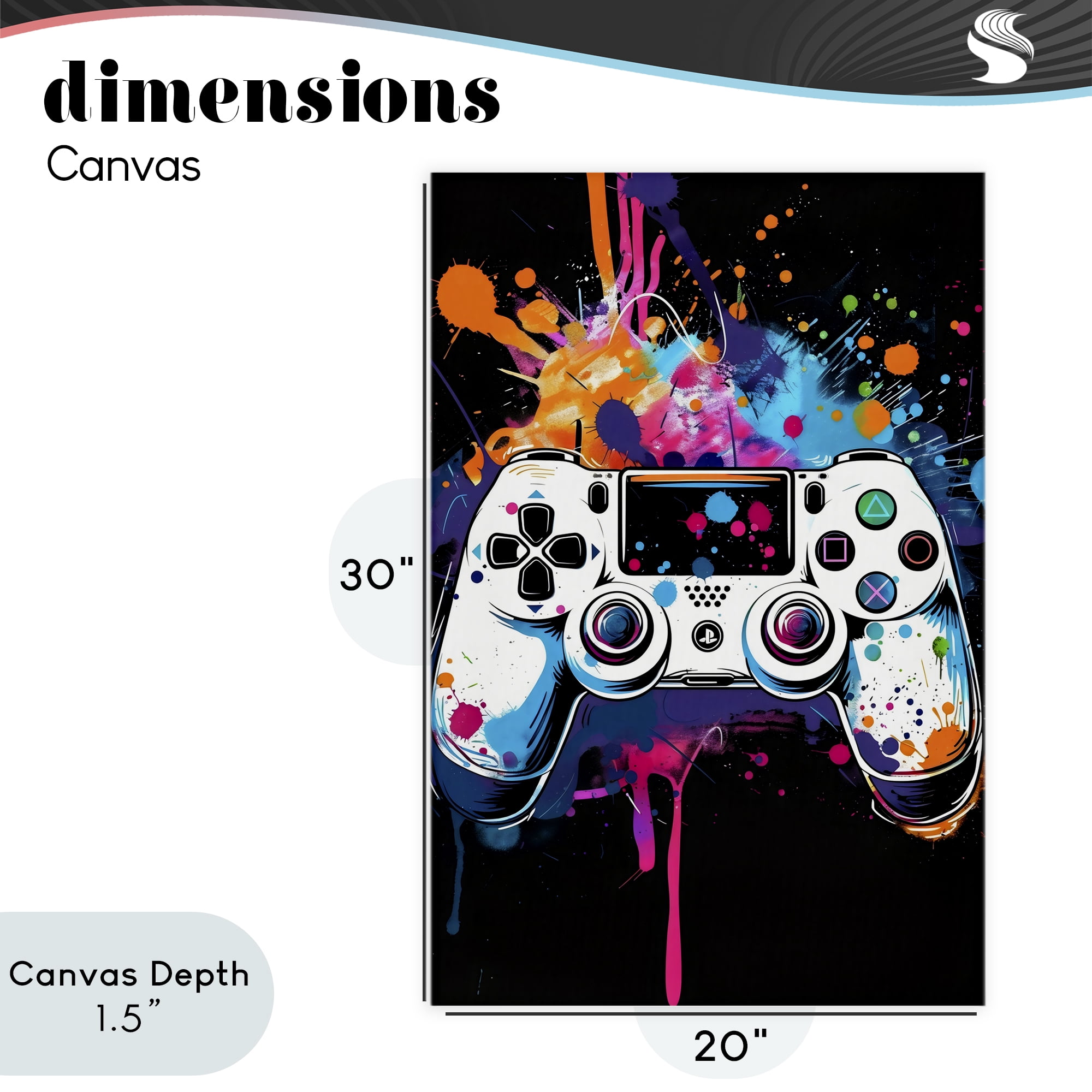 Stupell Industries Controller Contrast with Neon Splatter Canvas Wall Art, design by Creative Studio