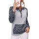 thumbnail image 1 of Sudadera con capucha Estampado de leopardo Diseño de empalme Escote de manga larga Botón a presión Bolsillo grande Cordón Sudadera con capucha para mujer Estampado de leopardo XL, 1 of 8