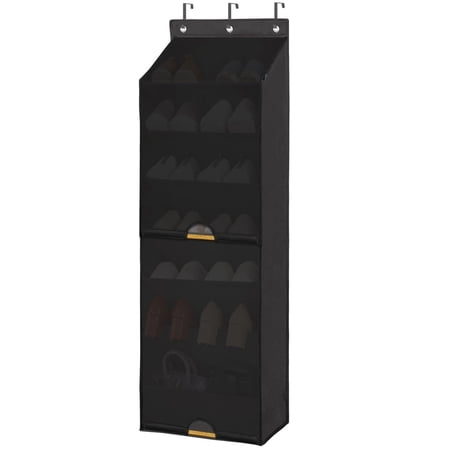 Over the Door Shoe Organizer 7 Shelf Hanging Shoe Storage Breathable Mesh Pockets Large Capacity 52.36x16.54x7.48 Inches