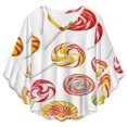 thumbnail image 4 of Sweets And Rainbow Lollipops Pattern Women's V-Neck Blouse With 3/4 Ruffled Bell Sleeves Casual Top Ladies Blouses, 4 of 7