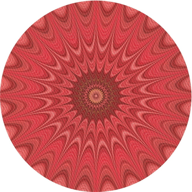 Ahgly Company Tapis d'Intérieur Lavables en Machine, Ronds, Rouges Transitionnels, Ronds de 3'