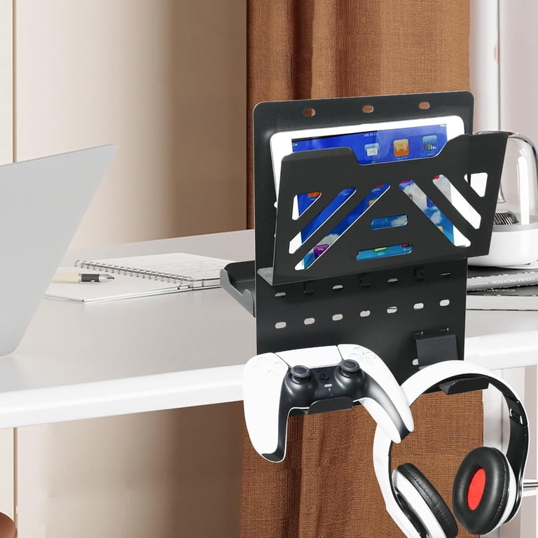 Adjustable Desk-Side Laptop Holder & Organizer - Clamp-On Storage For Laptop, Tablet, Keyboard, Headphones - Saves Space, 22lb Capacity