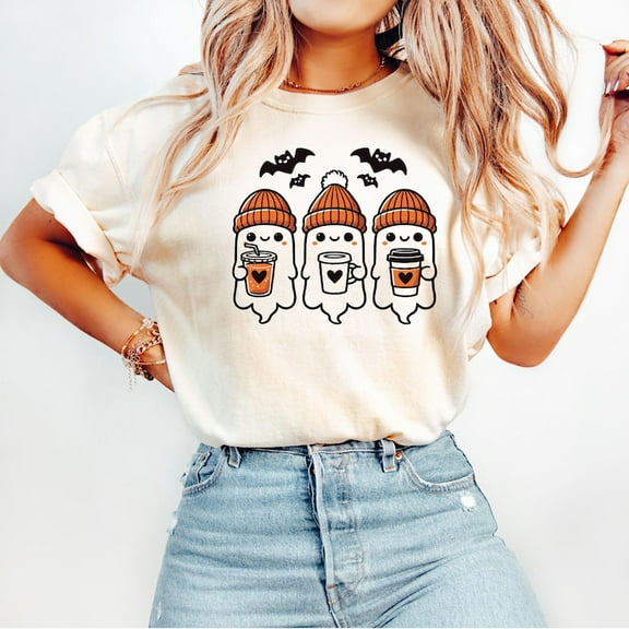 Cute Coffee Drink Ghost Shirt, Coffee Lover Ghost Shirt, Halloween Ghost Shirt, Pumpkin Coffee Shirt, Coffee Lover Gift