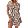 thumbnail image 3 of MOSHU Summer Dresses for women V Neck Womens Dresses Short Sleeve Casual Midi Dress with Pockets, 3 of 11