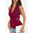 thumbnail image 4 of PRETTYGARDEN Womens Halter Top Spring Tie Wrap Sleeveless Ruched V Neck Fitted Summer Tops Backless Fashion Y2k Clothes, 4 of 10