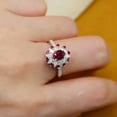 thumbnail image 4 of 2.30Ct Oval Cut Simulated Red Ruby Women's Halo Engagement Ring 14K White Gold Plated, 4 of 5