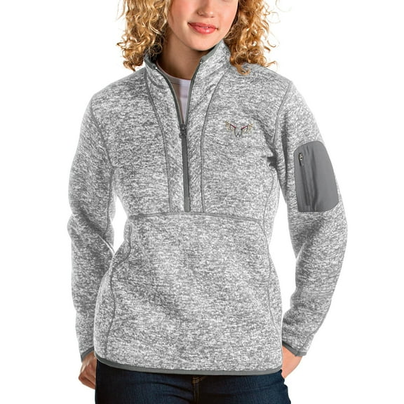 Women's Antigua Heathered Gray Philadelphia Wings Fortune Half-Zip Pullover Jacket