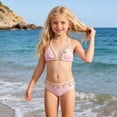 thumbnail image 4 of LPKRT Girls Halter Triangle Bikini Set Kids Two Piece Boho Solid Color Ribbed Swimsuit Outfit Lightweight Breathable Bathing Suit Pink 10-11 Years, 4 of 9