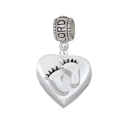 Baby Feet Heart Locket - Lord Guide Me Charm Bead