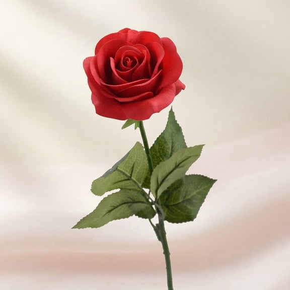 Red Rose Artificial Flower, Single Red Rose for Valentine's Mother's Day Home Decor Centerpiece Party Wedding Anniversary Decoration