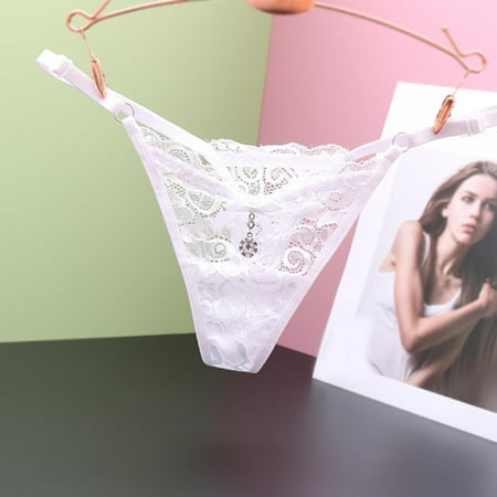 Women Sheer Lace Thong Adjustable Waist Bow Mesh Sexy Seamless Panties Seamless Panties for Women No Show