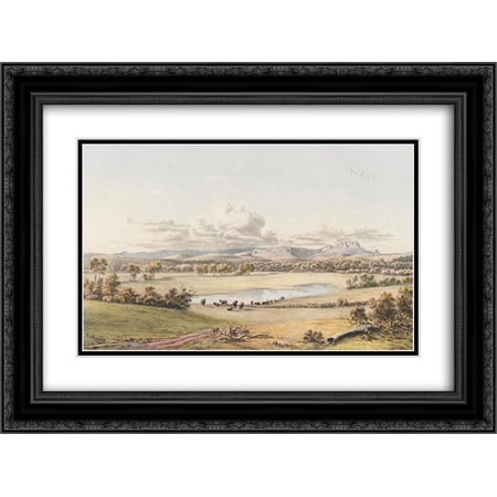 Eugene von Guerard 2x Matted 24x18 Black Ornate Framed Art Print 'Ben Lomond, Epping Forest, Tasmania '