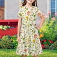 thumbnail image 1 of LOVZFMLL Robe d'Été Unie à Manches Courtes Col Rond en Maille Princesse Robe de Mariage pour Enfants, 1 of 8