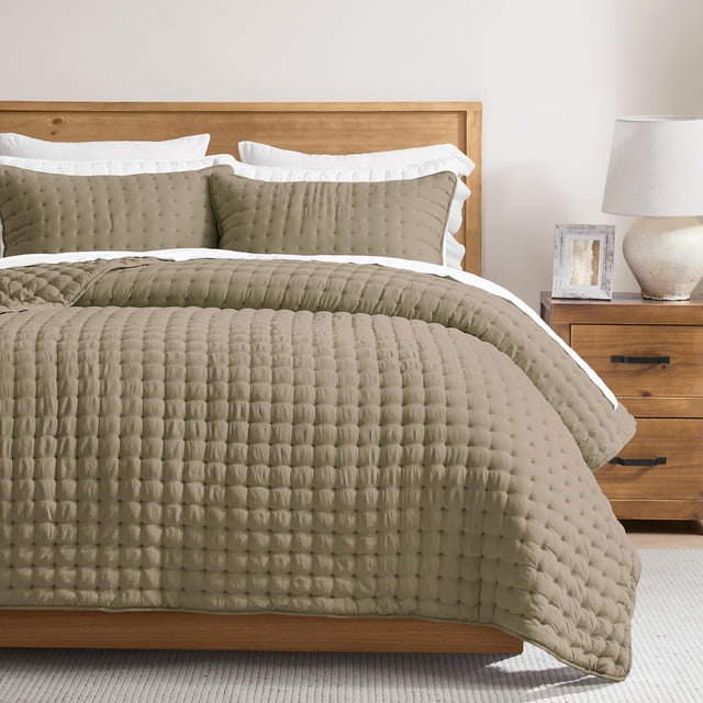 Juego de cama WDCOZY Queen 229 x 229 cm, 3 piezas, topo