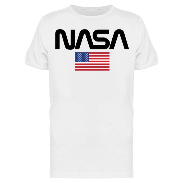 Playera NASA Para Hombre - Texto NASA con Bandera Nasa T-shirt