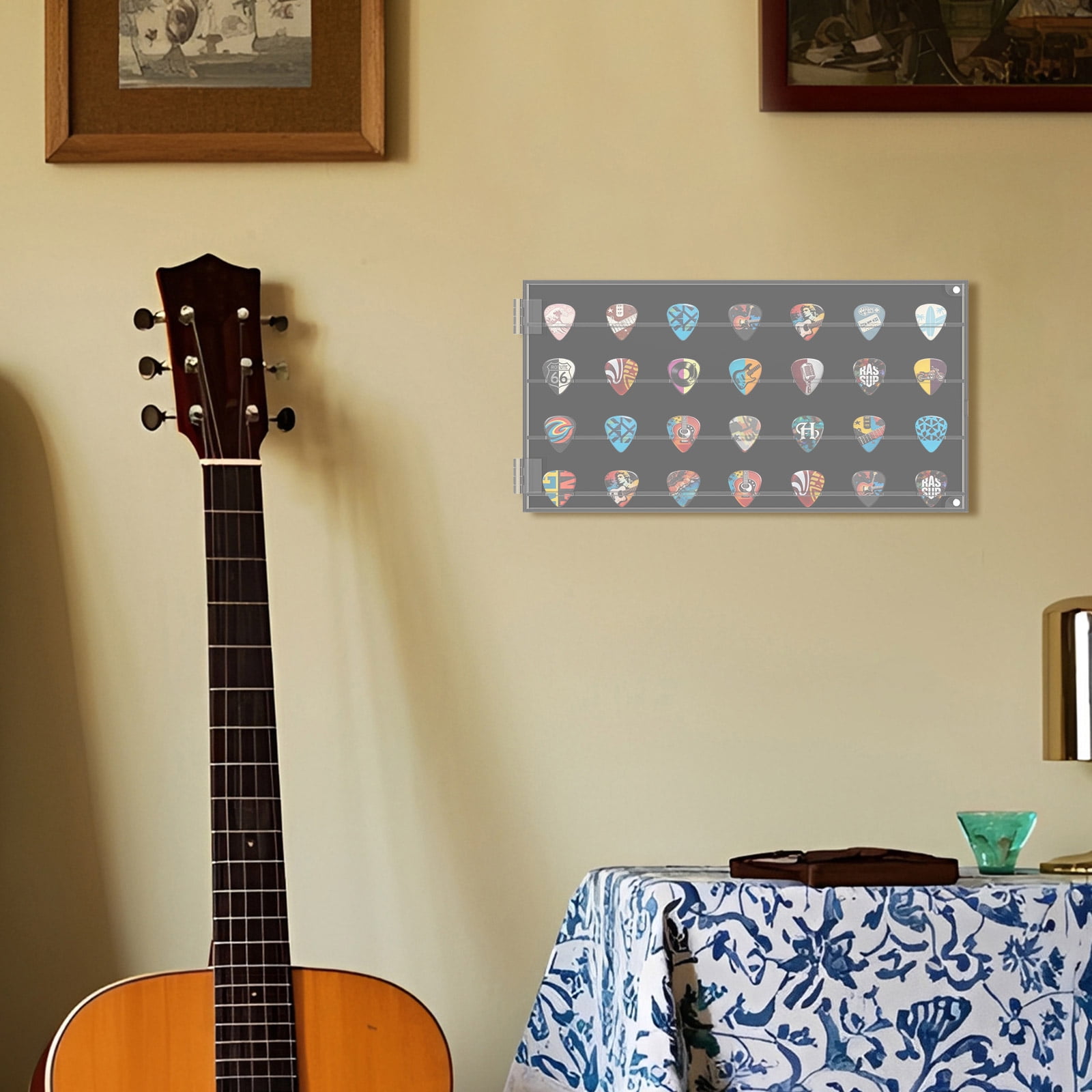 Guitar Pick Holder Display Case with 28 Slots Acrylic Display Rack Organizer for Men Music Lovers Players Guitarist