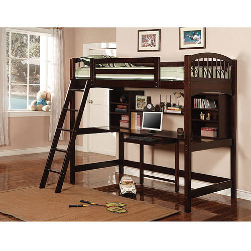 bunk bed with desk wood