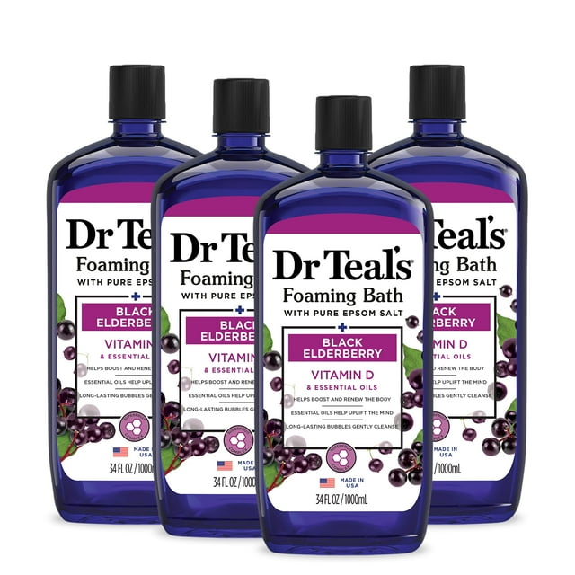 Baño espumoso Dr. Teal's Black Elderberry con vitamina D, 1 litro (x4)