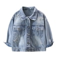 thumbnail image 2 of Edvintorg Girls Jean Jacket Fashion Cute Bead Long Sleeve Denim Jackets with Pockets Fall Winter Kids Clothes Girls 18M-12Y, 2 of 6