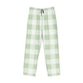 thumbnail image 6 of Uemuo Pistachio Green Checkboard Pattern Men's Wide Leg Palazzo Lounge Pants with Pockets Light Weight Loose Comfy Casual Pajama Pants-Medium, 6 of 9