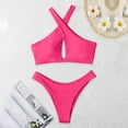 thumbnail image 5 of JSGEK Womens High Cut Bikini Set Solid Color Design Quick Dry Fabric Relaxed Silhouette for Summer Vacations Pink L, 5 of 5