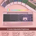 thumbnail image 6 of Wagpak Wireless Keyboard with 7 Colored Backlits, 102-Count and Wrist Rest (Rose gold), 6 of 8