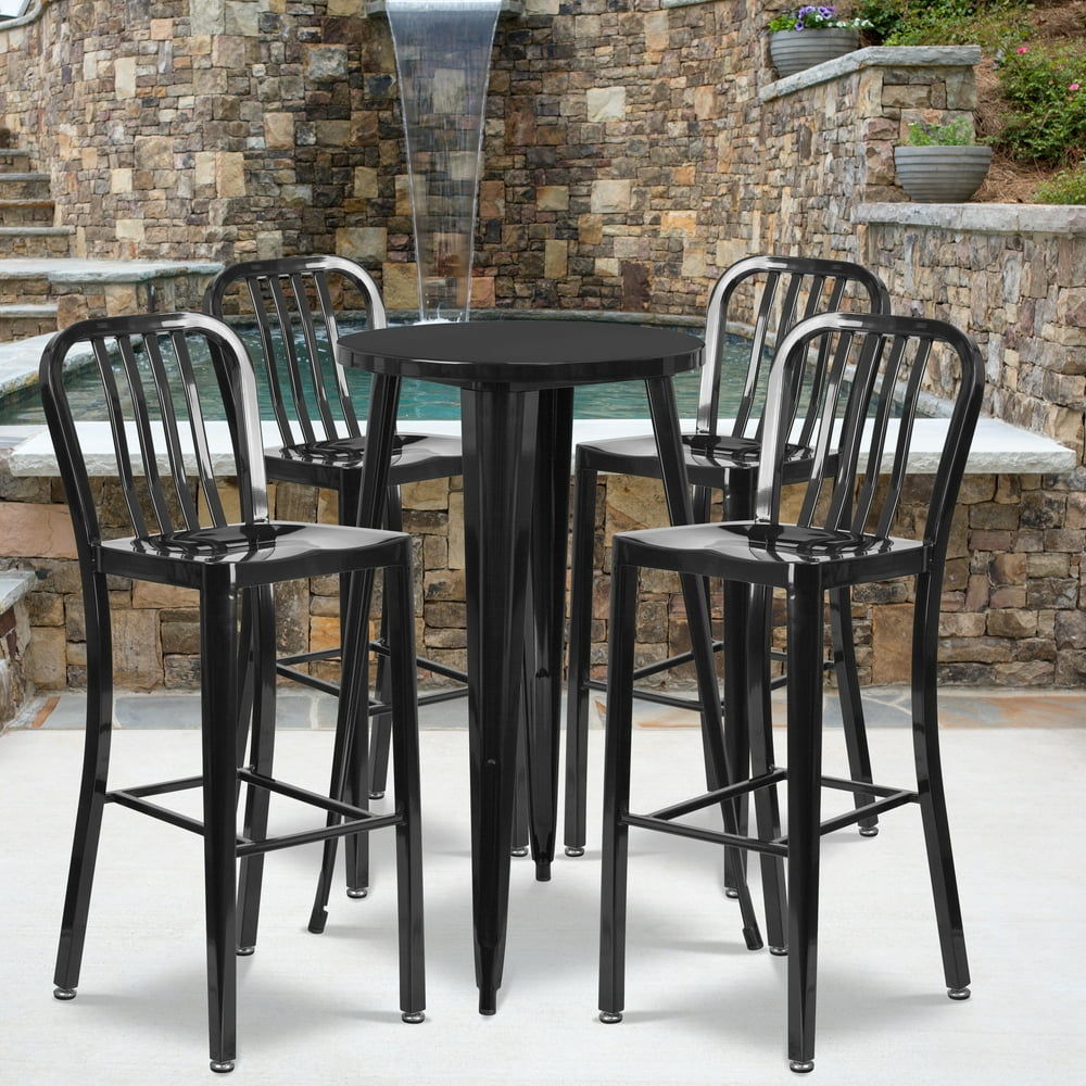 Flash Furniture Commercial Grade 24 Round Black Metal Indoor Outdoor