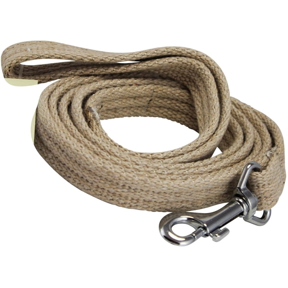 Dog Leash 4.5ft Long Organic Cotton Web for Training, Beige 4 Sizes (Large: 1" Wide)